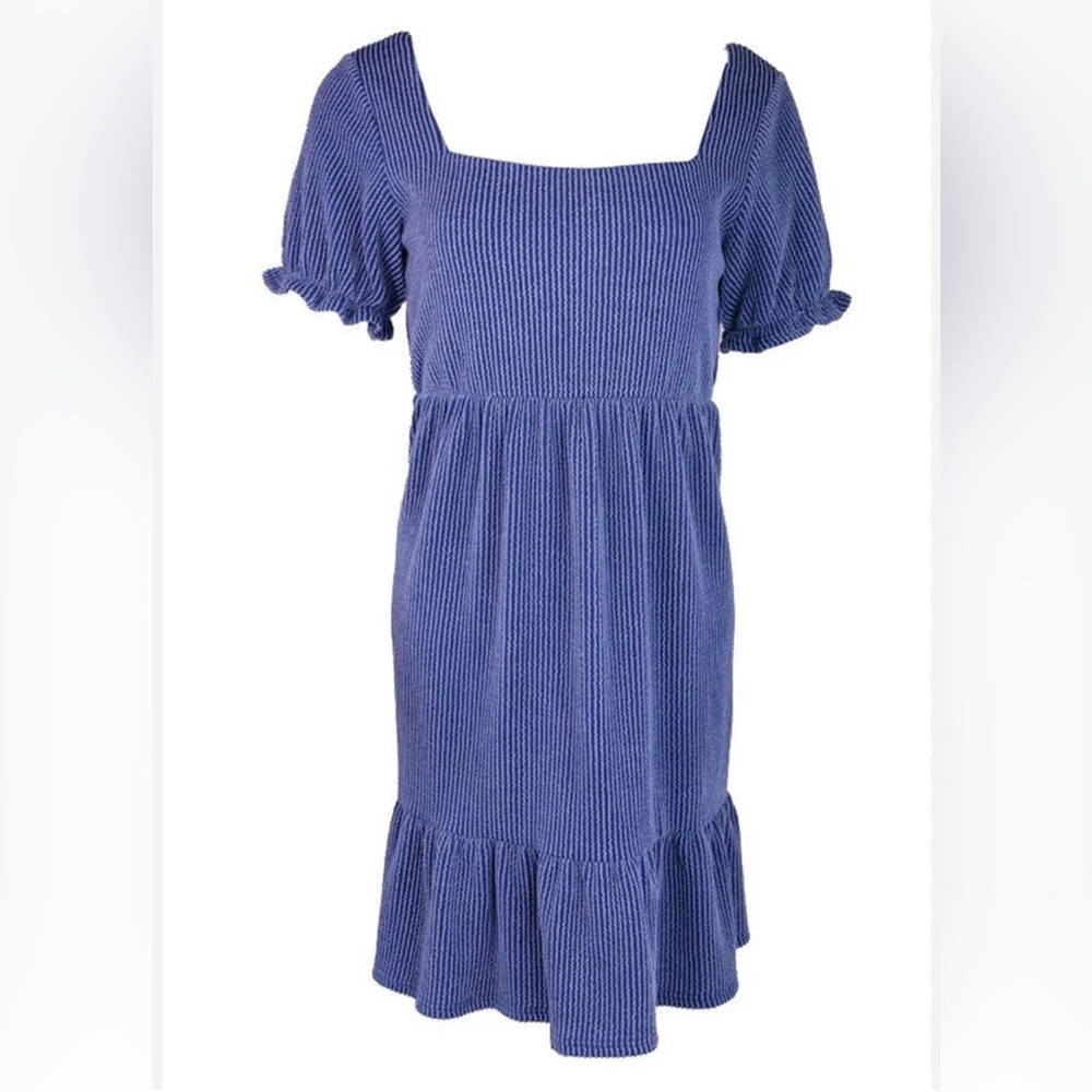 Simply Southern Navy Square Neck Ribbed Nap Dress Size L - NEW